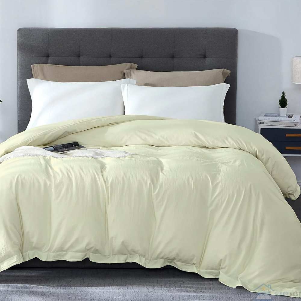SLEEP-NEST Twin Duvet Cover 68x90-1 Piece, 100% Cotton, Soft & Breathable Twin Bedding, Zipper Closure, Corner Ties, Lightweight Hotel Quality Duvet Cover for Kids, Teens, Adults - Ivory