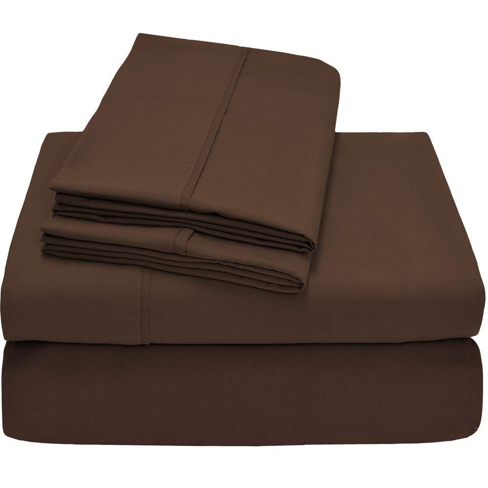 Sheet Set on Amazon- California King, Chocolate Solid, Easy All Around Elastic Fits Mattress Upto (7"-9" Inch) Deep Pocket 4 PCs-(1 Flat, 1 Fitted, 2 Pillow Cases)- 900 TC 100% Egyptian Cotton
