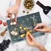 Ambesonne Christmas Cutting Board, Candle Winter Holiday Themed Arrangement with Snow and Fir Tree Leaves Print, Decorative Tempered Glass Cutting and Serving Board, Small Size, Khaki and Grey view 4
