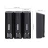 AUMIO Chamber Shower Soap Dispenser Trio Wall Mounted Shampoo and Conditioner Dispenser Set, No Drill for Bathroom Hotel, Black view 2