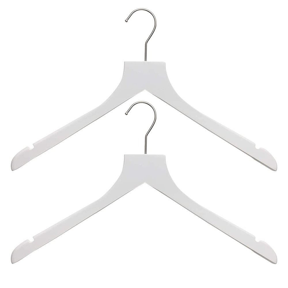 Sueded Luxe Wood Hangers for Clothes- Heavy Duty Hangers for Tank Top, Shirt, Coat, Sweater-Dress Hangers- Non Slip, Slim and Space Saving Hangers. (White, 100)