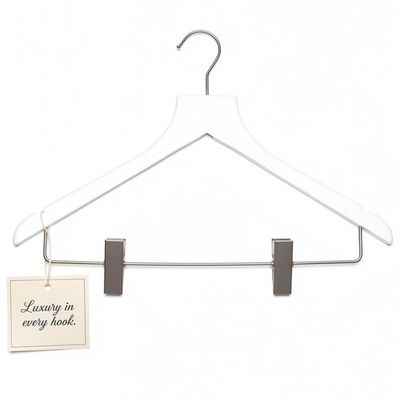 All Hung Up Hangers - Sueded Clothes Hanger with Clips, Non-Slip, Durable, and Space-Saving Closet Organizer, White, 6pcs