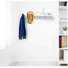 Bamboo Coat Hook Rail, Decorative Rustic Coat Rack Wall Mounted with 5 Hooks, Wood Shelf Rack for Entryway, Bedroom, Mudroom, Hats, Coats, Scarfs,Bathrobe and Towel Hook GXFC (White) view 3