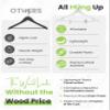 All Hung Up Hangers Wood Grain Premium Plastic Plastic Hanger with Clips - Space Saving Heavy Duty Non Slip Hangers (White, 24) view 2