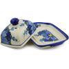 Polmedia Polish Pottery Butter Dish UNIKAT - Himalayan Blue Poppy Pattern Handmade in Boleslawiec Poland by Ceramika Bona + Certificate of Authenticity view 2