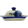 Polmedia Polish Pottery Butter Dish UNIKAT - Himalayan Blue Poppy Pattern Handmade in Boleslawiec Poland by Ceramika Bona + Certificate of Authenticity view 3
