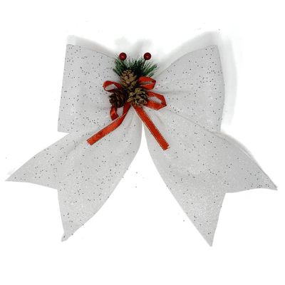 allgala Christmas Decorative Bows for Wreath Garland Treetopper Christmas Tree (14" Jumbo White 2-PK)-XBW93047