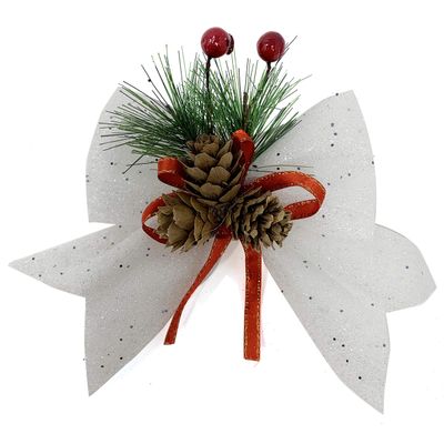 allgala Christmas Decorative Bows for Wreath Garland Treetopper Christmas Tree (07" Med White 4-PK)-XBW93051