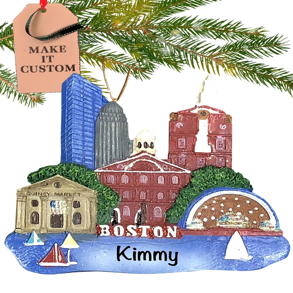 Personalized Boston Ornament 2026 | 24h Customized, Laser Engraved Travel Christmas Ornaments for Tree | Custom Landmarks Souvenir Keepsake Gift for Travelers, Holidaymakers