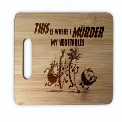 Vegan Cutting Board Wedding Gift Personalized Engagement Chopping Block This is Where I Murder My Vegetables