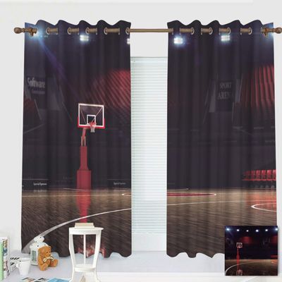 ZXAWT Custom Design Curtains/Grommet Top Blackout Curtains/Thermal Insulated Curtain for Bedroom and Kitchen-Set of 2 Panels(Basketball Gym 107" W*84" L)