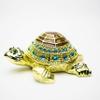 Gold Turtle Trinket Box Decorated with Crystals Jewelry Storage Stash Handpainted Animal Figure Gift Idea for Home Decoration view 2