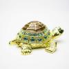 Gold Turtle Trinket Box Decorated with Crystals Jewelry Storage Stash Handpainted Animal Figure Gift Idea for Home Decoration view 4