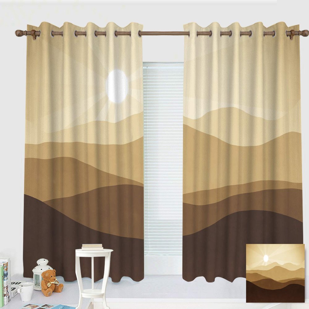 ZXAWT Custom Design Curtains/Grommet Top Blackout Curtains/Thermal Insulated Curtain for Bedroom and Kitchen-Set of 2 Panels(Desert in The Scorching Sun 107" W*96" L)
