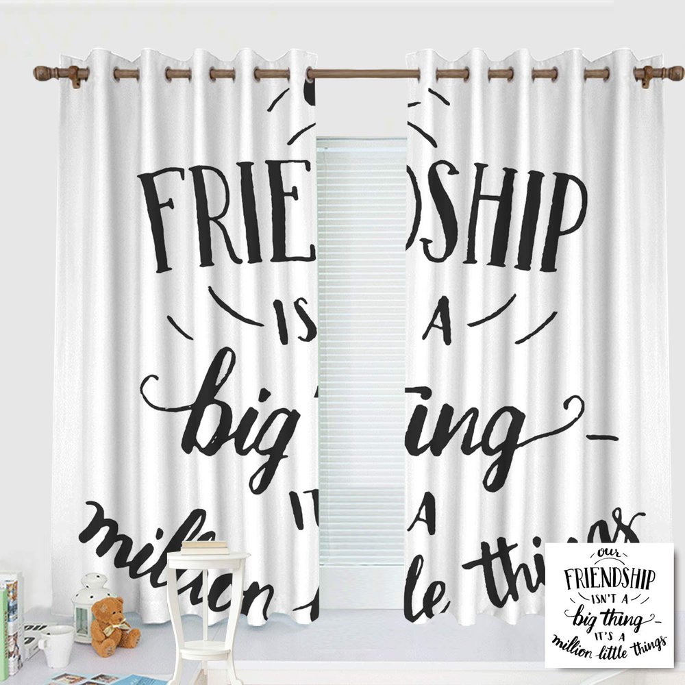 ZXAWT Custom design curtains/Grommet Top Blackout Curtains/Thermal Insulated Curtain For Bedroom And Kitchen-Set of 2 Panels(Our Friendship isn't a Bing thing it's a million little things 84"W*107"L)