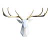 Deer Head Wall Decor - Faux Taxidermy Animal Head Wall Art - Geometry Deer Head Home Decor,8 Point Buck Deer Head Bust Wall Hanging (White head gold antlers, 27.5''Wx20''H) view 1