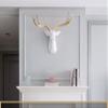 Deer Head Wall Decor - Faux Taxidermy Animal Head Wall Art - Geometry Deer Head Home Decor,8 Point Buck Deer Head Bust Wall Hanging (White head gold antlers, 27.5''Wx20''H) view 3