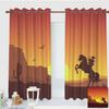 ZXAWT Custom Design Curtains/Grommet Top Blackout Curtains/Thermal Insulated Curtain for Bedroom and Kitchen-Set of 2 Panels(Cowboys and Horses at Sunset 107" W*84" L) view 1