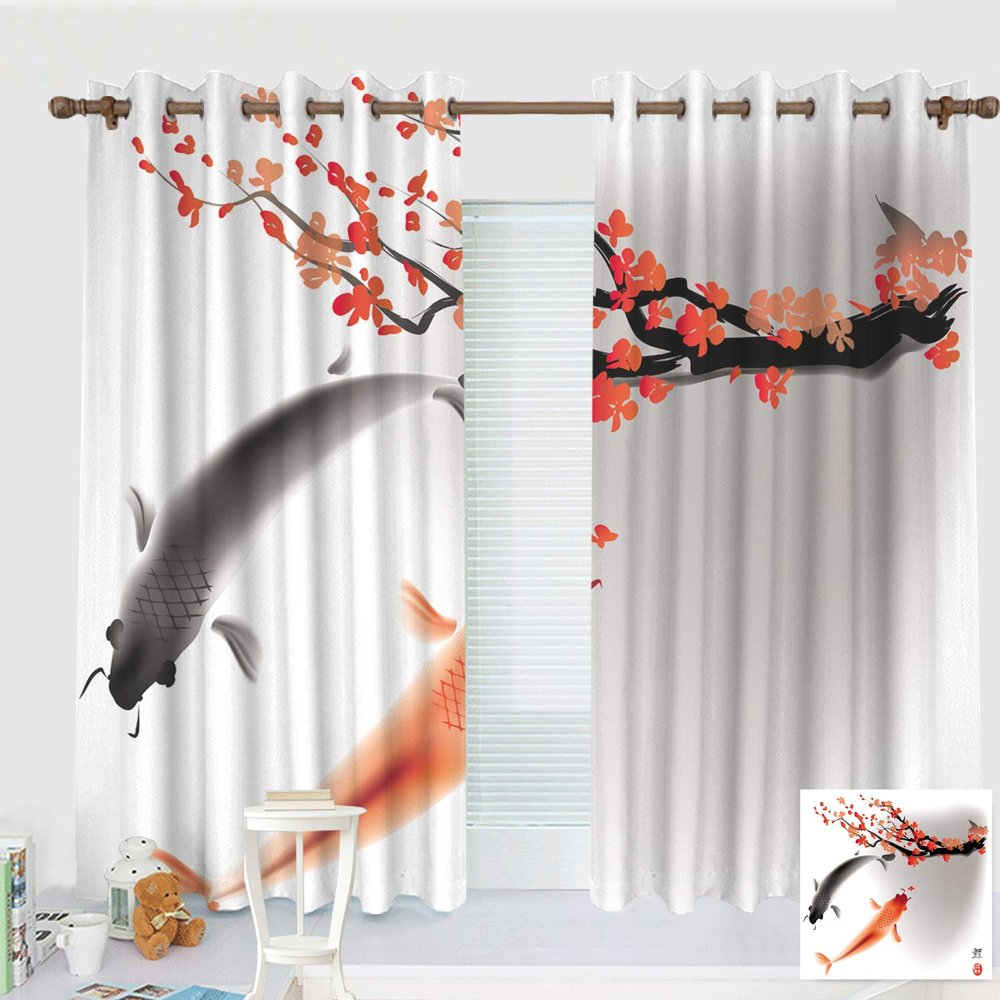 ZXAWT Custom Design Curtains/Grommet Top Blackout Curtains/Thermal Insulated Curtain for Bedroom and Kitchen-Set of 2 Panels(Two Carp Oil Paintings 107" W*96" L)