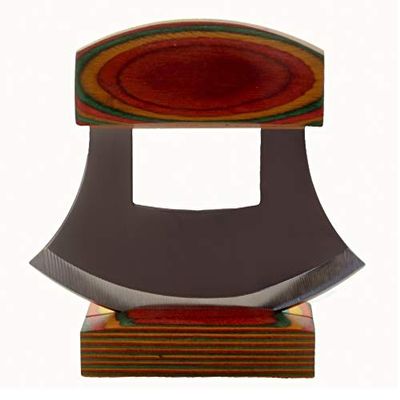 Alaska Gifts Exotic Wood Multi-Colored Handled Ulu Knife and Stand
