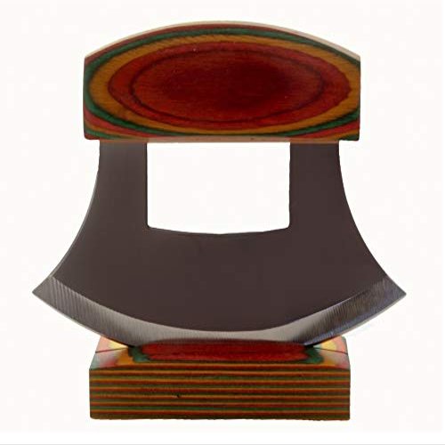 Alaska Gifts Exotic Wood Multi-Colored Handled Ulu Knife and Stand
