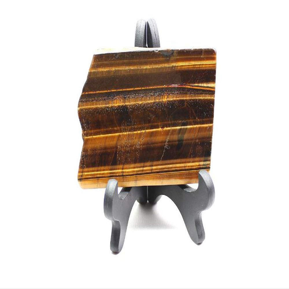 StoneStory Tiger's Eye Slice Natural Healing Quartz Crystal Gemstone Specimen for Home Decoration (Tiger's Eye Slice 100-150grams)