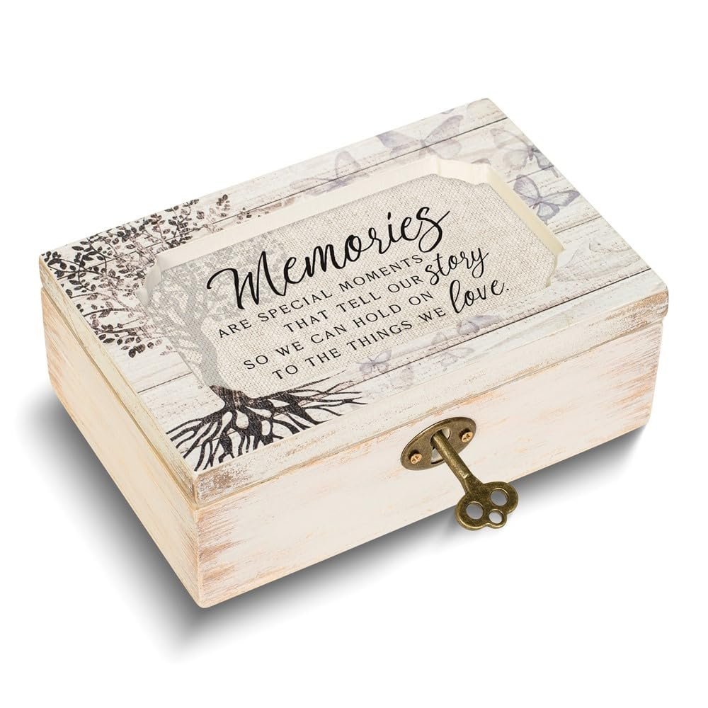 Diamond2Deal Butterfly Decoupage Distressed Finish Memories Music Box