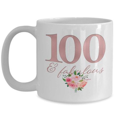 100th Birthday Present for Her - 100 and Fabulous Coffee Mug for Women - Bday Happy Birthday Est 1919 - Present Ideas for Turning 100 Yr Old - Awesome Best Unique Party Decorations - 15oz