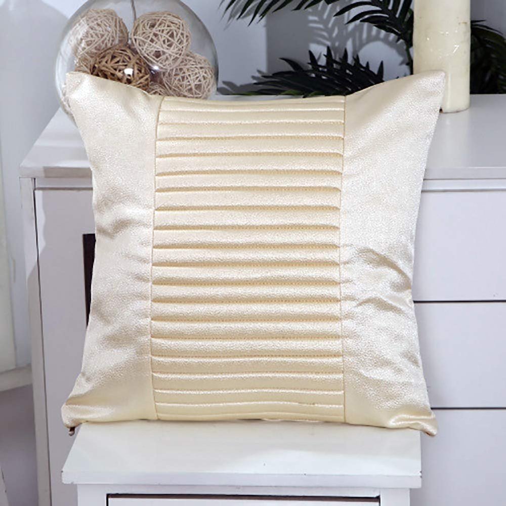 TALSOFA 2Pcs Faux Leather Throw Pillow Cover, Decorative Pillow Case 18X18 Inch Lumbar Throw Pillow Cover, Pillow Case for Couch, Sofa, Bed,Beige