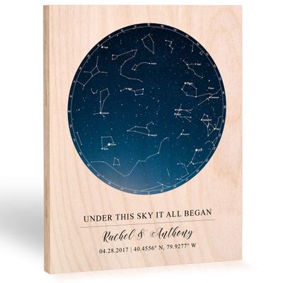Wood Life Prints Personalized Star Map Customized Star Alignment Poster 16 x 20-inch Star Constellation Chart Starry Night Poster for Weddings, Engagements, Anniversaries, and Baby Showers