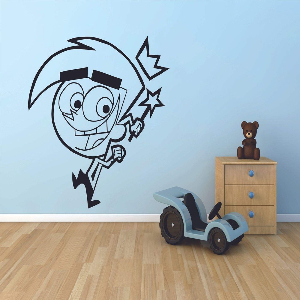 Cosmo Fairly OddParents Character Timmy Wanda Cartoon Wall Sticker Art Decal for Girls Boys Room Bedroom Nursery Kindergarten House Fun Home Decor Stickers Wall Art Vinyl Decoration Size (8x10 inch)