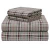 4 Piece All Season Red Grey Cotton Flannel Sheets, Beautiful Checkered Plaid Pattern Warmth Soft Farmhouse Bedding Sets, Sophisticated Printed Velvety Feel Fitted Deep Pocket Luxury Sheets King Size view 1
