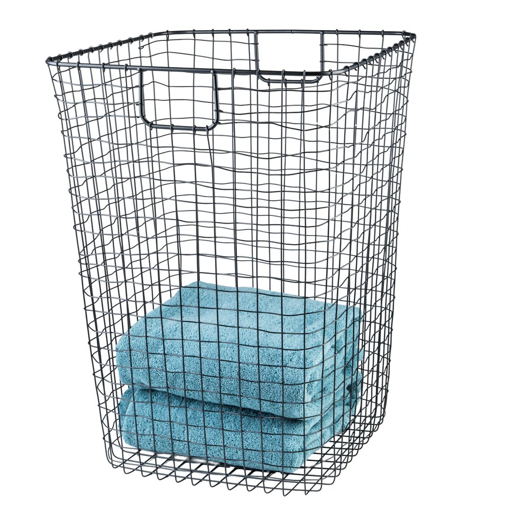 G.E.T. WB-301-MG Heavy Duty Iron Wire Utility Storage Basket, Square, 16.5" x 16.5" x 25"