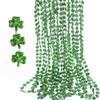 GiftExpress 12-Pack 33'' St. Patricks Day Shamrock Beads Green Metallic Clover Mardi Gras Party Necklaces, Festive Beaded Jewelry for Costumes & Celebrations view 1