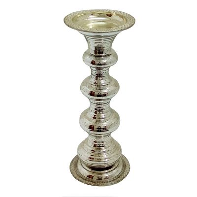 A&B Home Glass Pillar Candle Holder - Antique Silver 15"