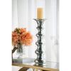 A&B Home Glass Pillar Candle Holder - Antique Silver 19" view 2