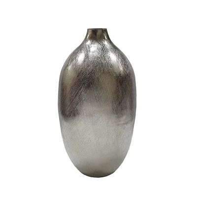 A&B Home Silver Streak Round Vase - Narrow Mouth - Silver Finish 19"