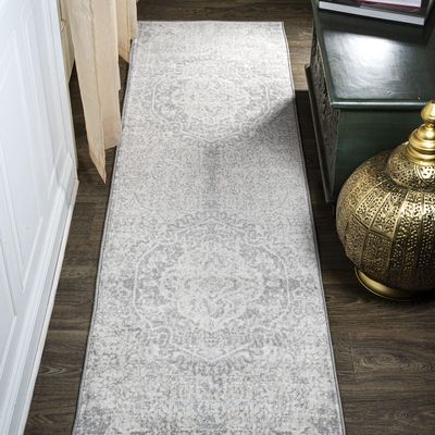 JONATHAN Y Modern Vintage Medallion Gray/Ivory Runner Rug, 2x8, Country, Floral, Easy-Cleaning for Living Room, Bedroom, Kitchen, Pet Friendly, Non-Shedding (MDP105B-28)
