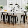 Alunaune 26" Metal Barstools Set of 4, Matte Black Counter Height Bar Stools, Industrial Counter Bar Chairs with Wood Top Low Back view 1