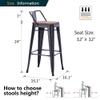 Alunaune 24" Metal Barstools Set of 4, Matte Black Counter Height Bar Stools, Industrial Counter Bar Chairs with Wood Top Low Back view 2