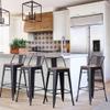 Alunaune 24" Metal Barstools Set of 4, Matte Black Counter Height Bar Stools, Industrial Counter Bar Chairs with Wood Top Low Back view 3