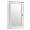 Kcelarec White Mirrored Bathroom Medicine Cabinet, Wall Mount Bathroom Storage Cabinet with with Single Glass Door & Adjustable Shelf view 1