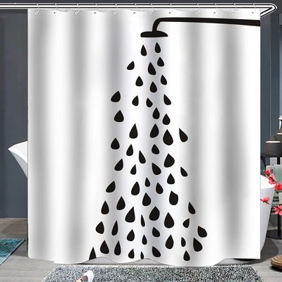 AlanRoye 72"W x 78"L White Modern Abstract Shower Curtain with Hook, Blackout, Machine Washable, Bathroom