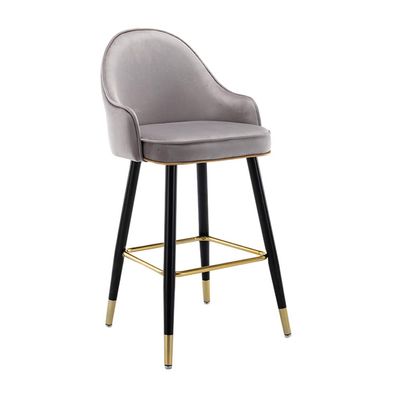 Barstools Bar Stools with High Back, Modern Contemporary Bar Chairs Grey Velvet Upholstered Counter for Home Bar Coffee Restaurant Dining Room Furniture