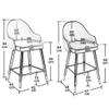 Barstools Bar Stools with High Back, Modern Contemporary Bar Chairs Grey Velvet Upholstered Counter for Home Bar Coffee Restaurant Dining Room Furniture view 3