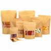 Kraft Heat Sealable Stand Up food Pouches Paper Mylar Bags With Window And Zipper,Heavy Duty Decorative Resealable Recycled For DIY Homemade Chips Favor Candy Cookies Christmas (50pcs 7x10+4inch) view 1