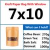 Kraft Heat Sealable Stand Up food Pouches Paper Mylar Bags With Window And Zipper,Heavy Duty Decorative Resealable Recycled For DIY Homemade Chips Favor Candy Cookies Christmas (50pcs 7x10+4inch) view 2