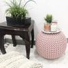 FRELISH DECOR Round Pouf Ottoman Hand Knitted 100% Cotton Pouf Foot Stool - Knitted Bean Bag - Floor Chair for Living Room Bedroom - Foot Rest for Couch (20 Diameter x 14 Height) - Cloud Pink view 2