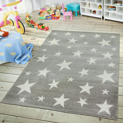 Paco Home Kids Rug with Star for Children's Room Starry Sky Design, Size:6'7" x 9'2", Color: Grey