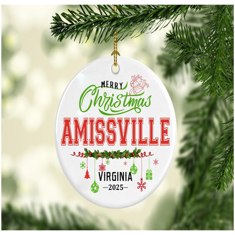 Amissville Virginia Christmas Ornament 2025 Travel Souvenir City Ornament Vacation Memory Holiday Decoration Hometown Pride Travelers Families Friends Keepsake Rustic 3" White